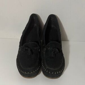Black Suede Loafers with Tassels